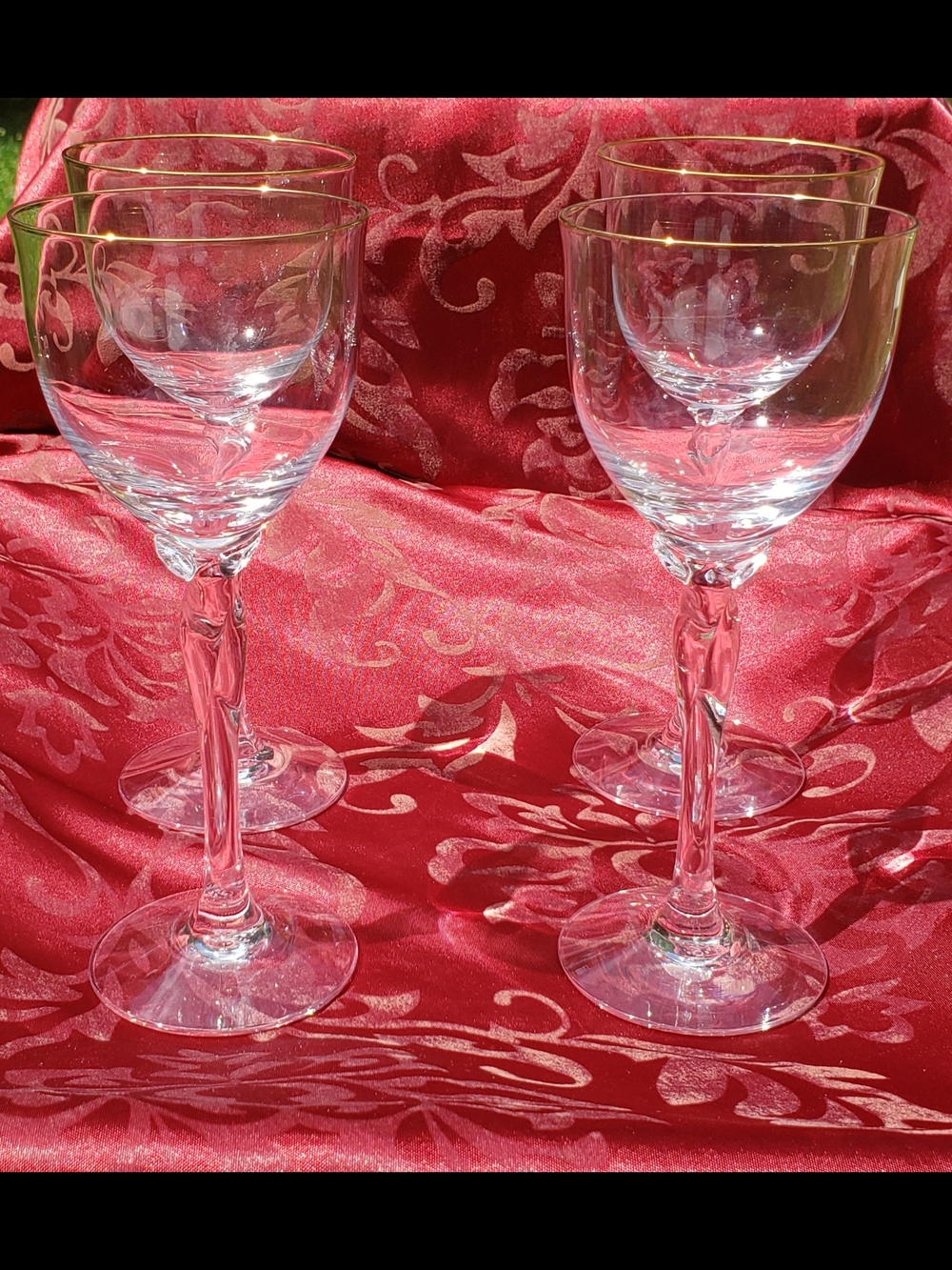 Vintage Lenox Rhythm Gold Wine Crystal - Set Of 4